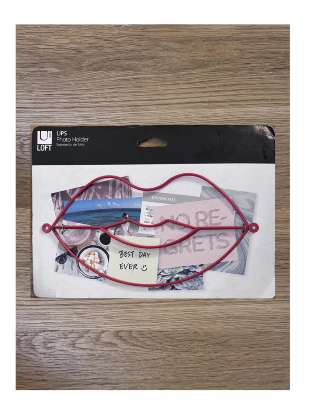 New Umbra Loft Red Lips Wire Mount Photo Holder